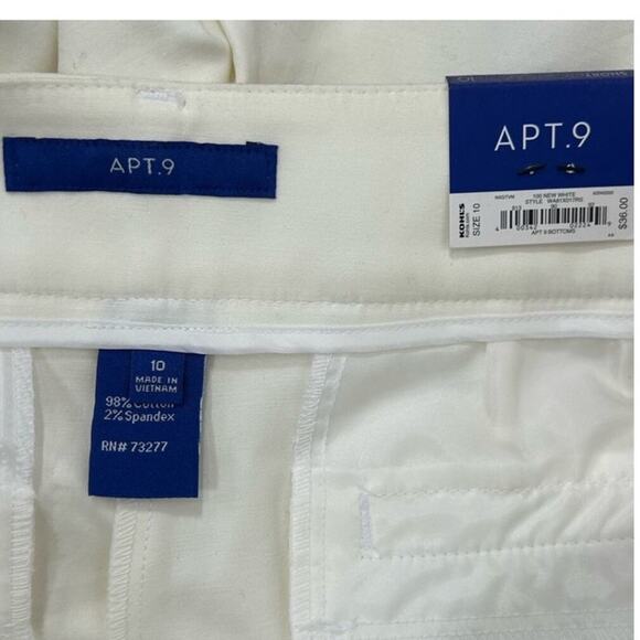 Apt. 9 Mid-Rise White Chino Shorts NWT Size 10 — Rolled Cuffs, 5" Inseam - Picture 7 of 10
